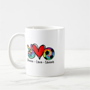 Peace Love Soccer Tie Dye Design Women Teen Girls Coffee Mug