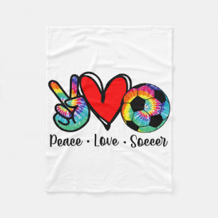 Peace Love Soccer Tie Dye Design Women Teen Girls Fleece Blanket