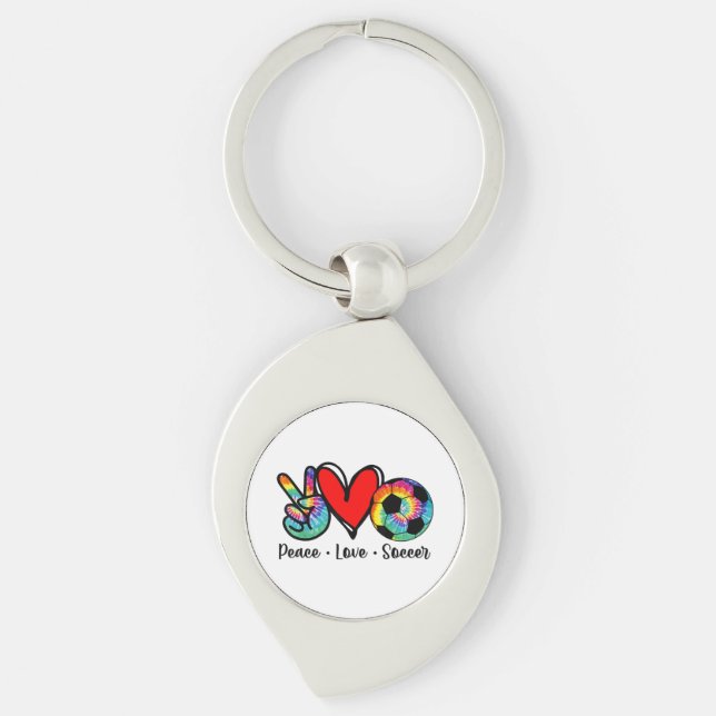 Peace Love Soccer Tie Dye Design Women Teen Girls  Key Ring (Front)