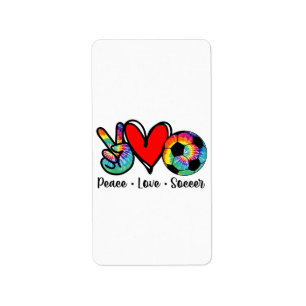 Peace Love Soccer Tie Dye Design Women Teen Girls Label