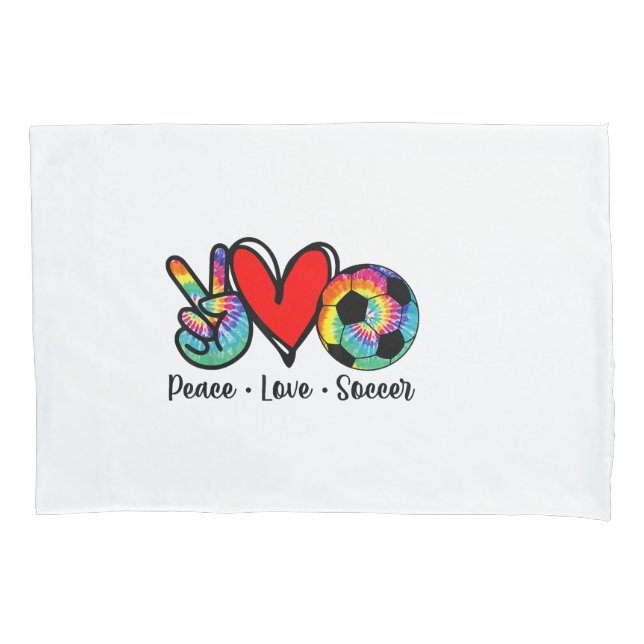 Peace Love Soccer Tie Dye Design Women Teen Girls  Pillowcase (Front)