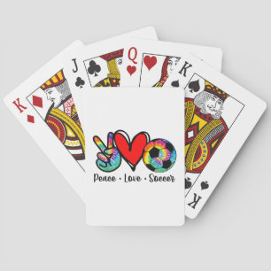 Peace Love Soccer Tie Dye Design Women Teen Girls  Playing Cards
