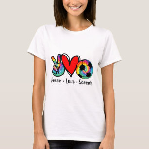 Peace Love Soccer Tie Dye Design Women Teen Girls  T-Shirt