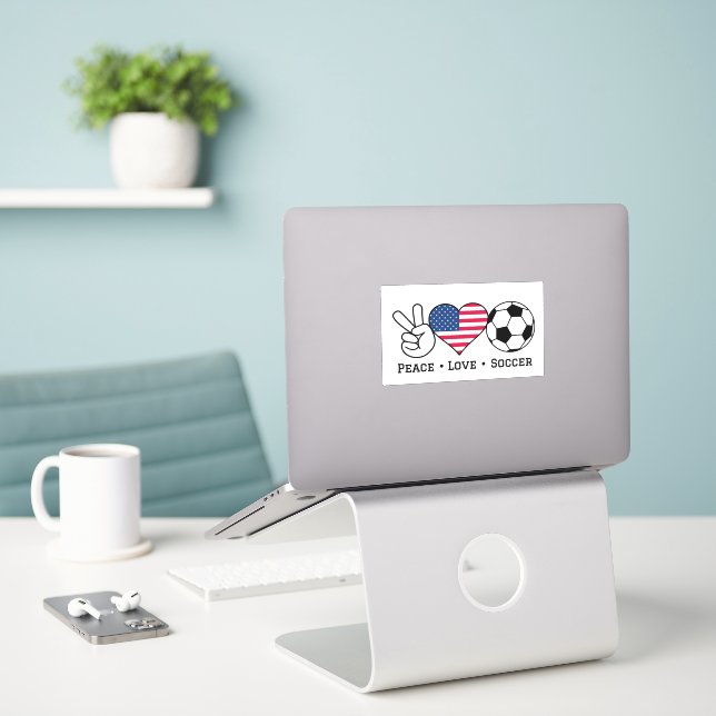 Peace Love Soccer USA (Laptop On Desk)
