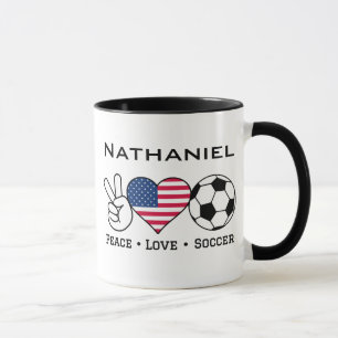 Peace Love Soccer USA Mug