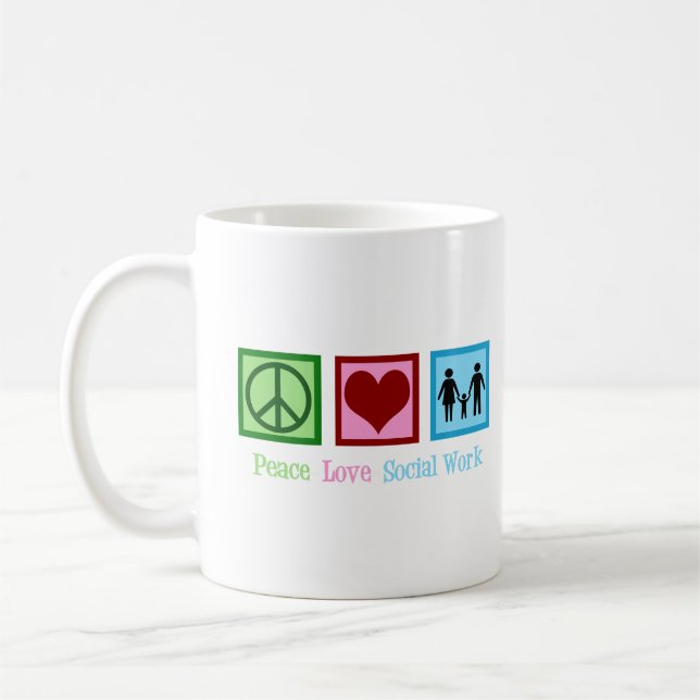 Peace Love Social Work Coffee Mug (Left)