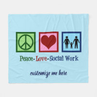 Peace Love Social Work Custom Blue Social Worker