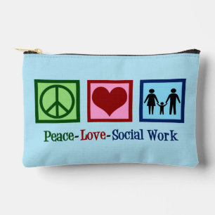 Peace Love Social Work Cute Blue Accessory Pouch