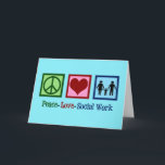 Peace Love Social Work Holiday Card<br><div class="desc">Peace Love Social Work present. A cute social worker Christmas gift featuring a family holding hands next to a peace sign and heart. A nice design for social services.</div>