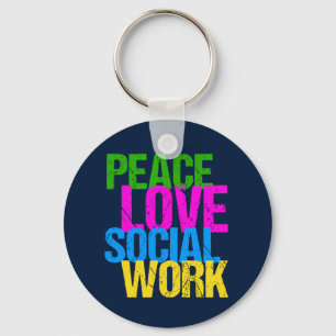 Peace Love Social Work Key Ring