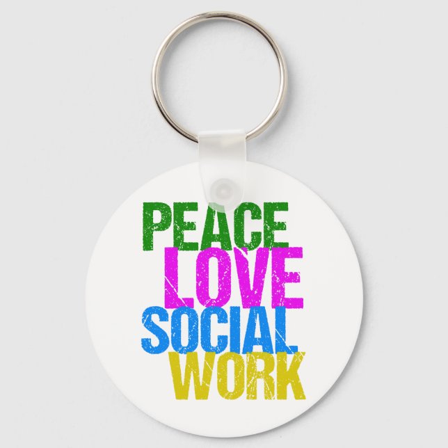 Peace Love Social Work Key Ring (Front)