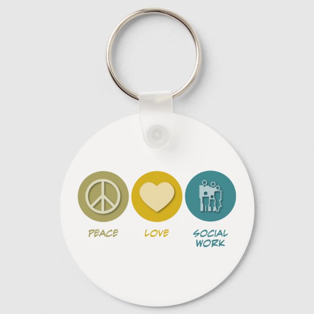 Peace Love Social Work Key Ring (Front)