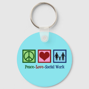 Peace Love Social Work Key Ring