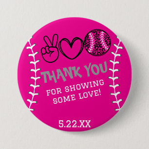 Peace Love Softball Birthday 7.5 Cm Round Badge