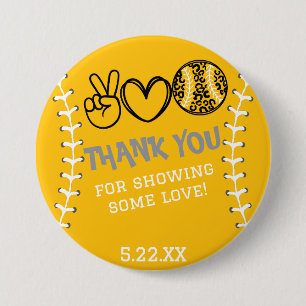 Peace Love Softball Birthday 7.5 Cm Round Badge