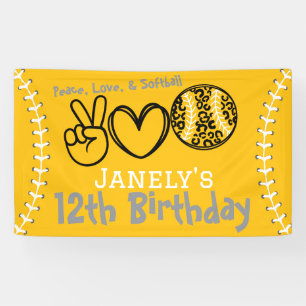 Peace Love Softball Birthday Banner