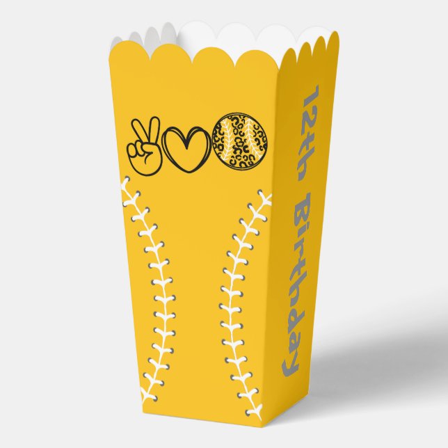 Peace Love Softball Birthday Favour Box (Back)