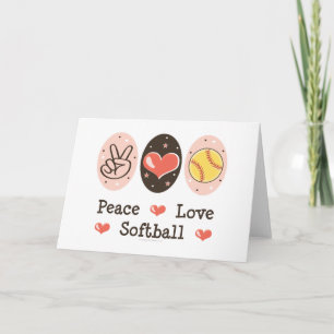 Peace Love Softball Blank Greeting Card