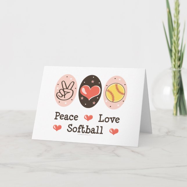 Peace Love Softball Blank Greeting Card (Front)