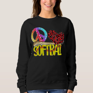 Peace Love Softball Cute Tie Dye Softball Sweatshirt