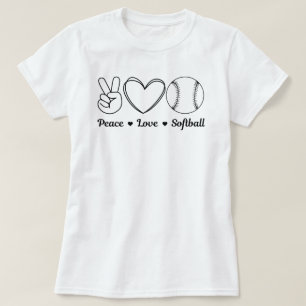 Peace Love Softball Funny Quote Softball Saying T-Shirt