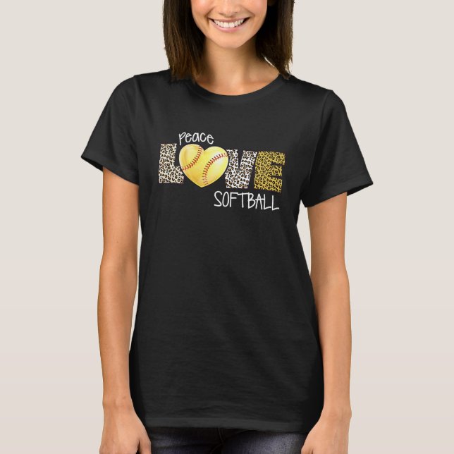 Peace Love Softball Girls Fastpitch Womens T-Shirt (Front)