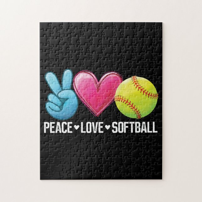 Peace Love Softball Jigsaw Puzzle (Vertical)