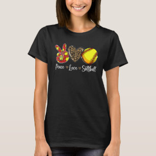 Peace Love Softball Leopard Softball Mom Womens Mo T-Shirt