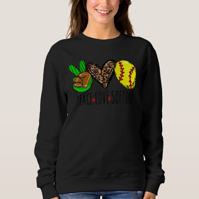 Peace Love Softball Leopard Softball Sweatshirt (Front)