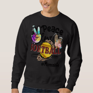 Peace Love Softball Mama Life Mum Grandma Leopard Sweatshirt