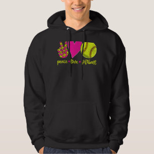 Peace Love Softball Mum Men Women Kids Hoodie