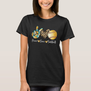 Peace Love Softball Mum Pitcher Catcher T-Shirt