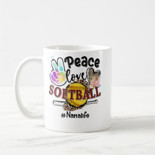 Peace Love Softball Nana Life Mum Grandma Leopard  Coffee Mug