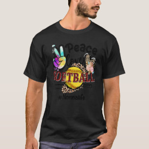 Peace Love Softball Nonna Life Mum Grandma Leopard T-Shirt