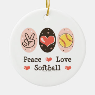 Peace Love Softball Ornament