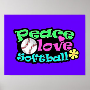 Peace, Love, Softball Poster