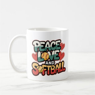 "Peace Love Softball Retro Design Coffee Mug