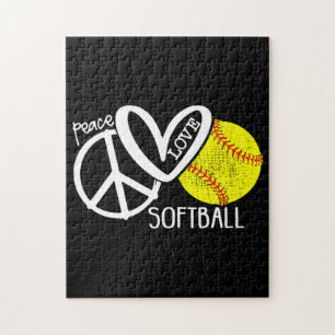 Peace Love Softball Vector SKY Jigsaw Puzzle