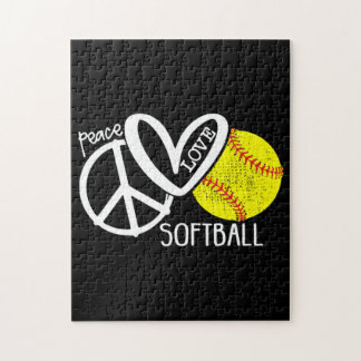 Peace Love Softball Vector SKY Jigsaw Puzzle