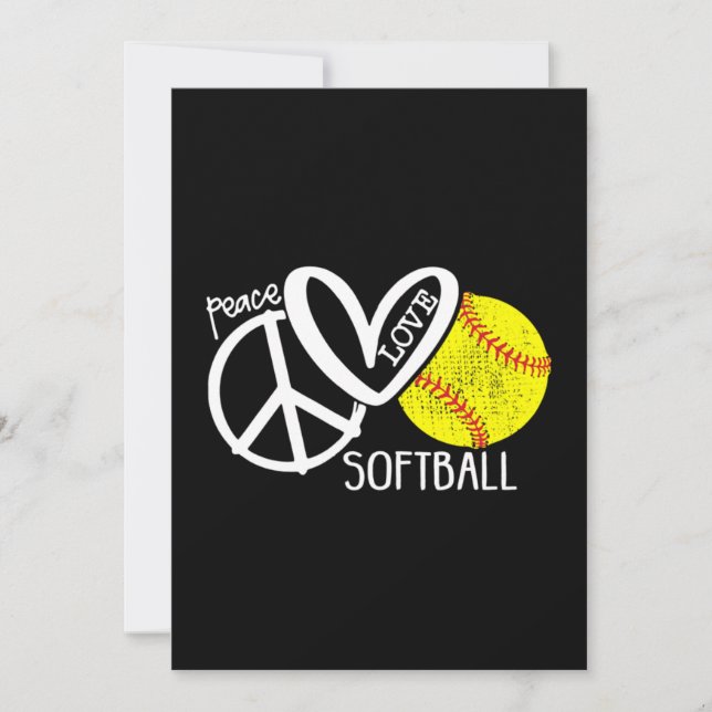 Peace Love Softball Vector SKY Thank You Card (Front)