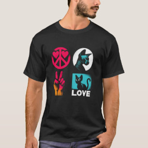 Peace Love Sphynx Cat - Vintage Peace Symbol Anima T-Shirt