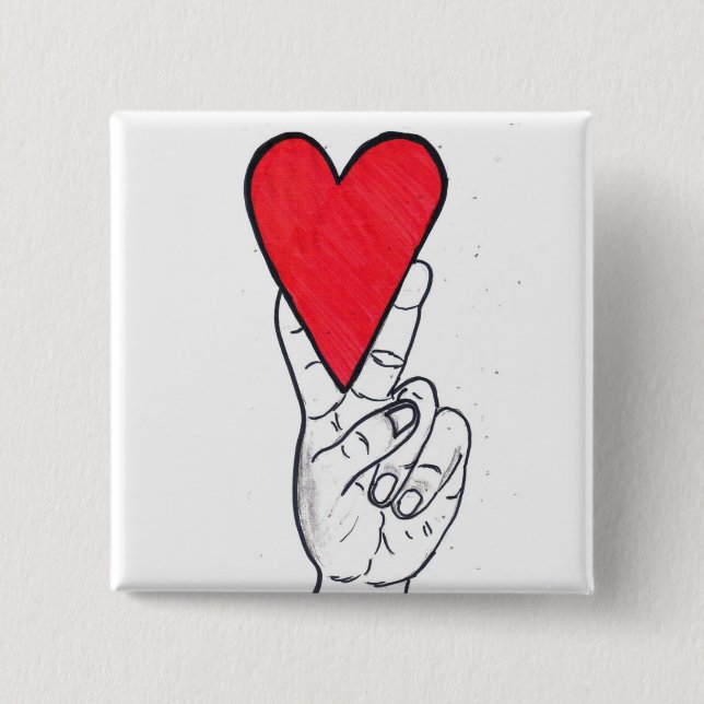Peace & love square 15 cm square badge (Front)