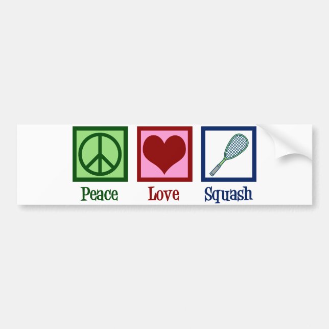 Peace Love Squash Racquet Sports Bumper Sticker (Front)