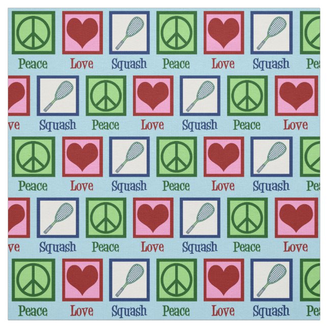 Peace Love Squash Racquet Sports Fabric (Swatch)