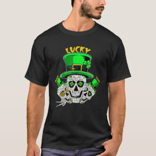 Peace Love St.Patrick's Day Lucky Sugar Skull Of D T-Shirt
