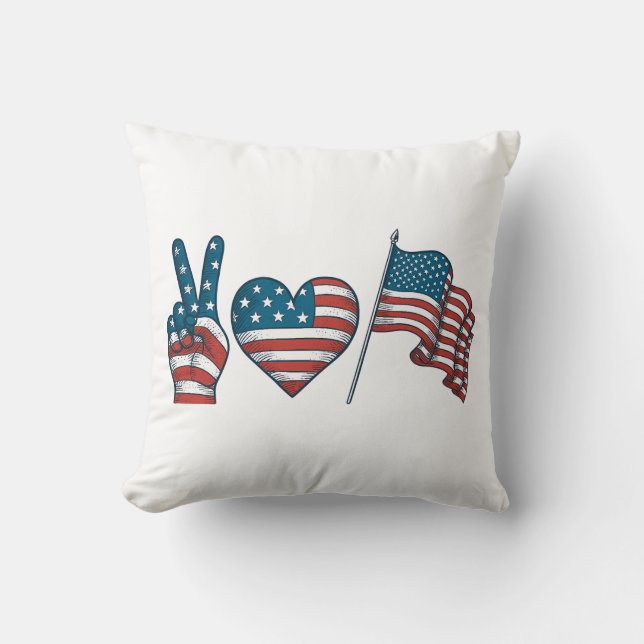 Peace Love Stars and Stripes Cushion (Front)