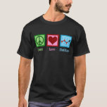 Peace Love Statistics T-Shirt<br><div class="desc">Peace Love Statistics T-Shirt. A cool statistic design with a peace sign,  heart,  and a chart with statistical data for a statistician.</div>