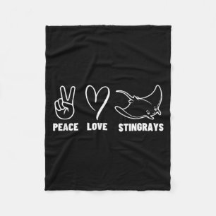 Peace Love Stingrays Men Women Cute Stingray Fleece Blanket