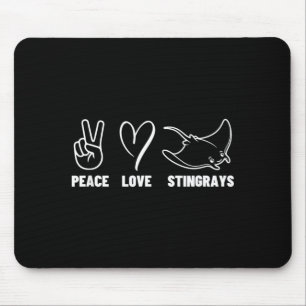 Peace Love Stingrays Men Women Cute Stingray Mouse Pad