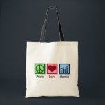Peace Love Stocks Tote Bag<br><div class="desc">Peace Love Stocks. A cool stock market professional gift for a securities exchange broker that works in financial stocks and bonds.</div>